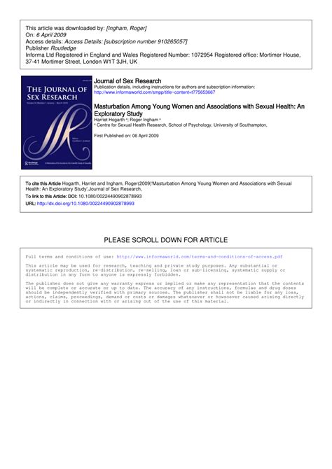 Masturbation among young women and associations with sexual .